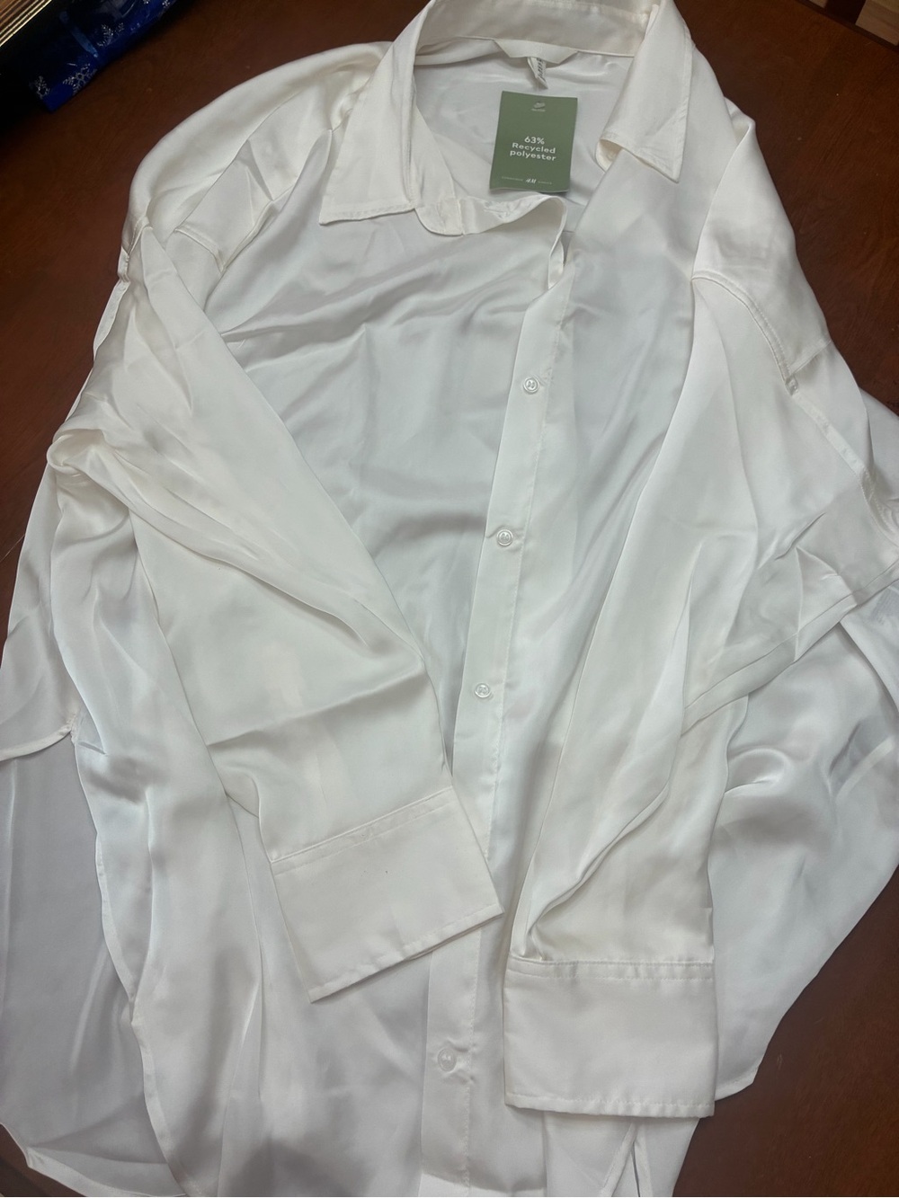 H&M Men's White Satin Button-Down Shirt